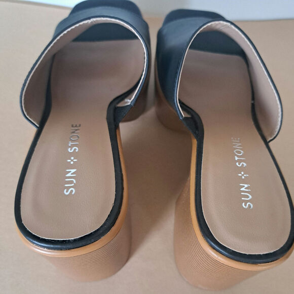 Sun + Stone Marlenne Slip On Black Platform Dress Sandals Women's 7.5 - Picture 5 of 7